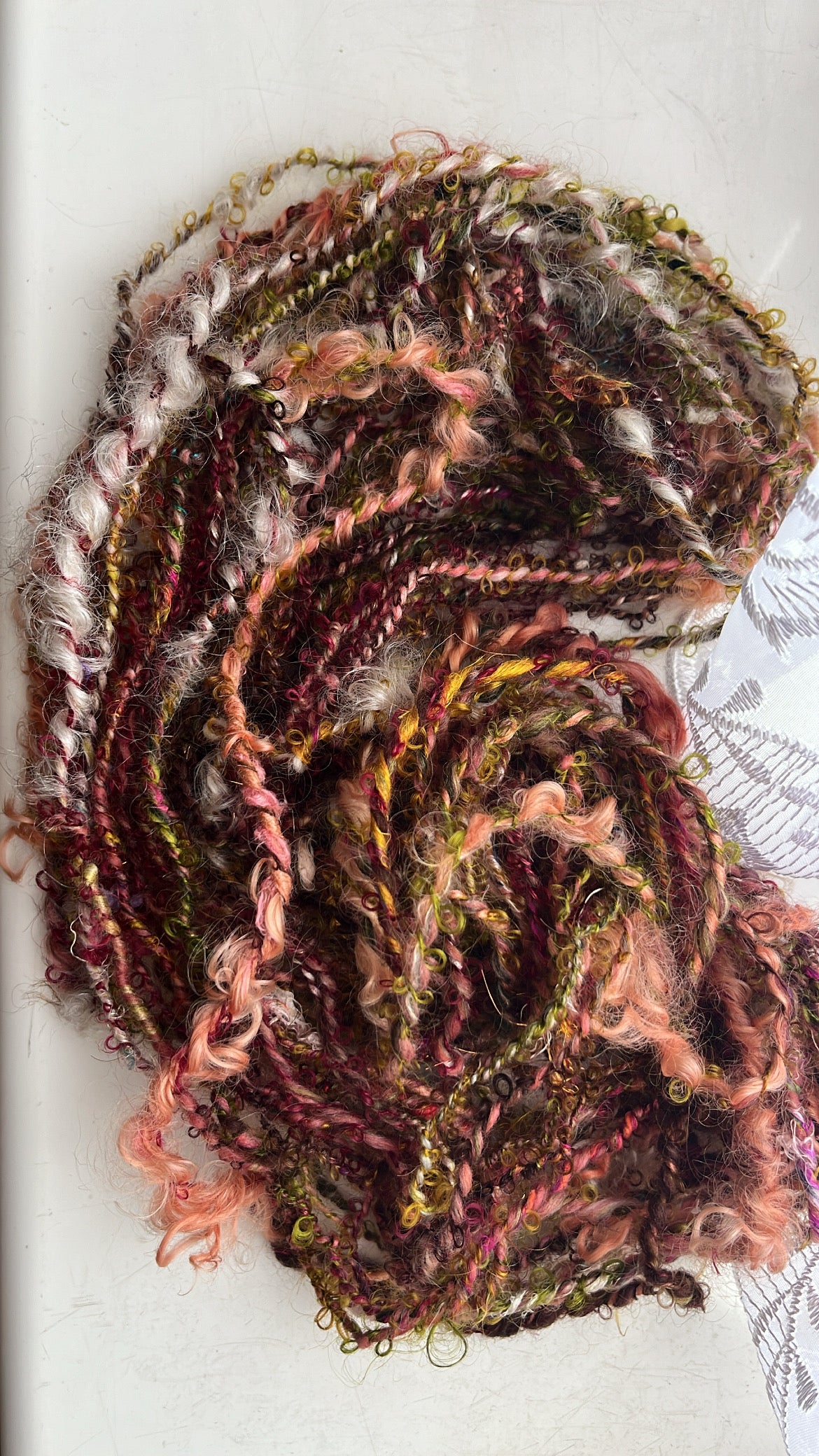 Handspun mini skein #8 ❀ Ode to Autumn ❀ 30g 2ply merino, silks, mohair, plant dyed locks