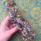 Handspun mini skein #10 ❀ 20g 2ply merino, silks, mohair boucle, scraps, ribbon
