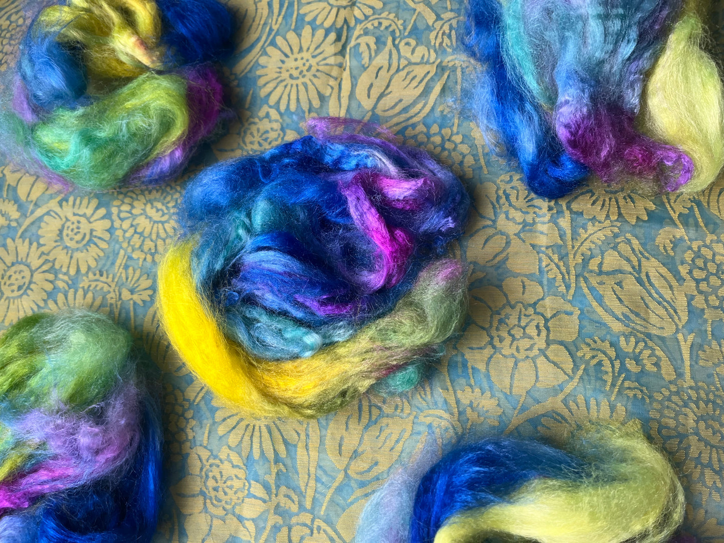 Hand Dyed Tussah Silk *approx 10g* for spinning, felting