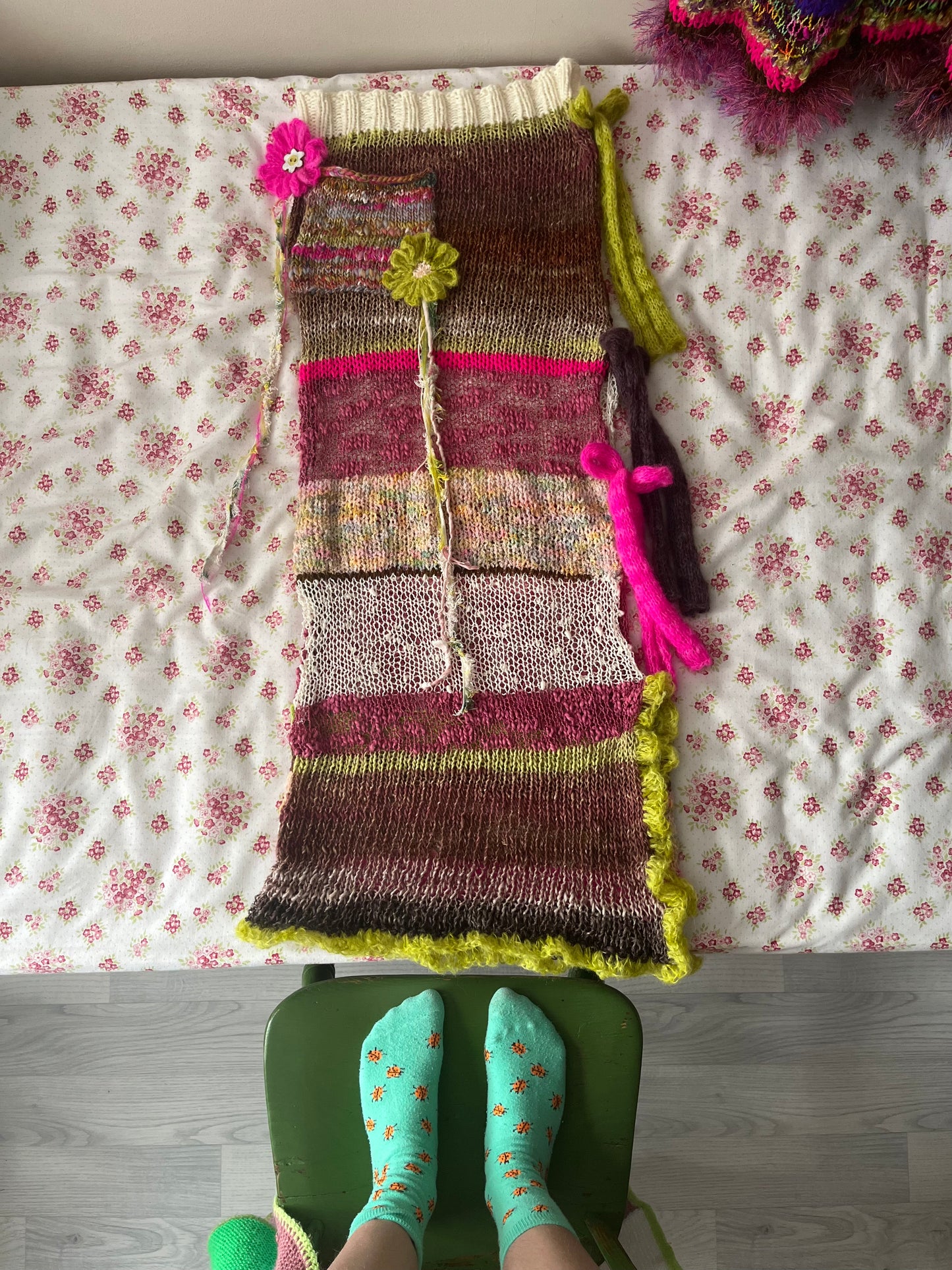 Sweet Petunia 🌸✧˖*°࿐ handknit & machine knit maxi skirt xxs-l